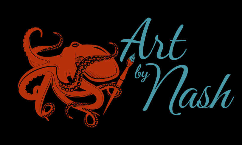 Logo for Art by Nash showing octopus with painbrush